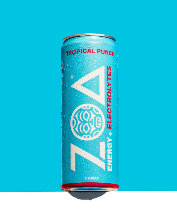 ZOA Zero Sugar Energy Drink, Tropical Punch, 12 Pack, 16 Fl Oz Cans