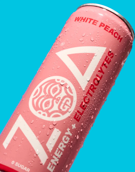 ZOA Zero Sugar Energy Drink, White Peach, 12 Pack, 12 Fl Oz Cans