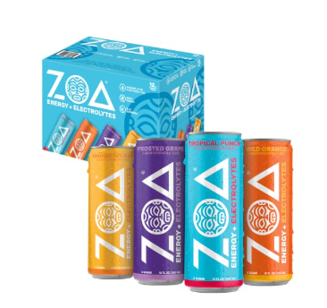 ZOA Zero Sugar Energy Drink, Fan Favorite Variety Pack, 12 Pack, 12 Fl Oz
