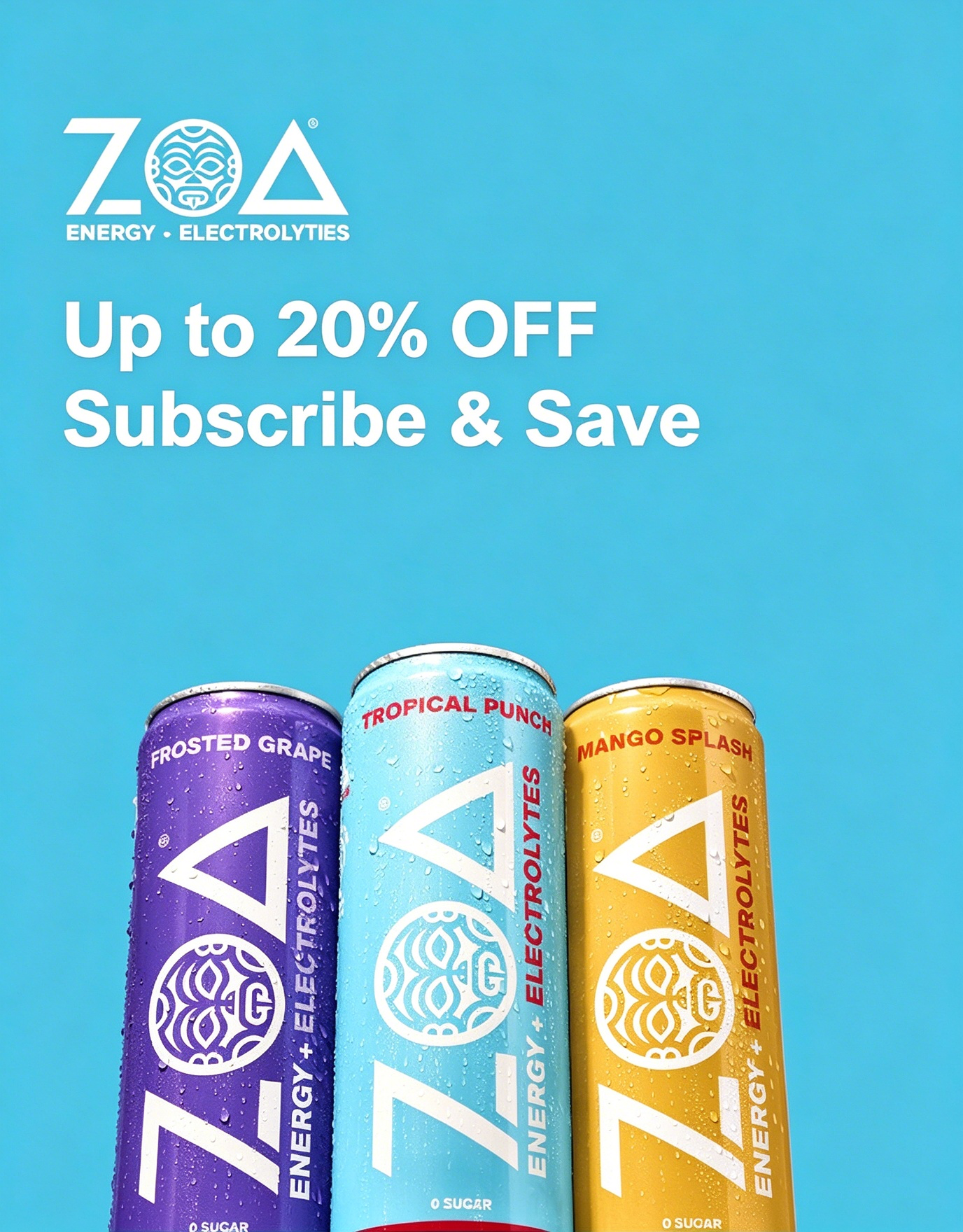ZOA Zero Sugar Energy Drink, Fan Favorite Variety Pack, 12 Pack, 12 Fl Oz